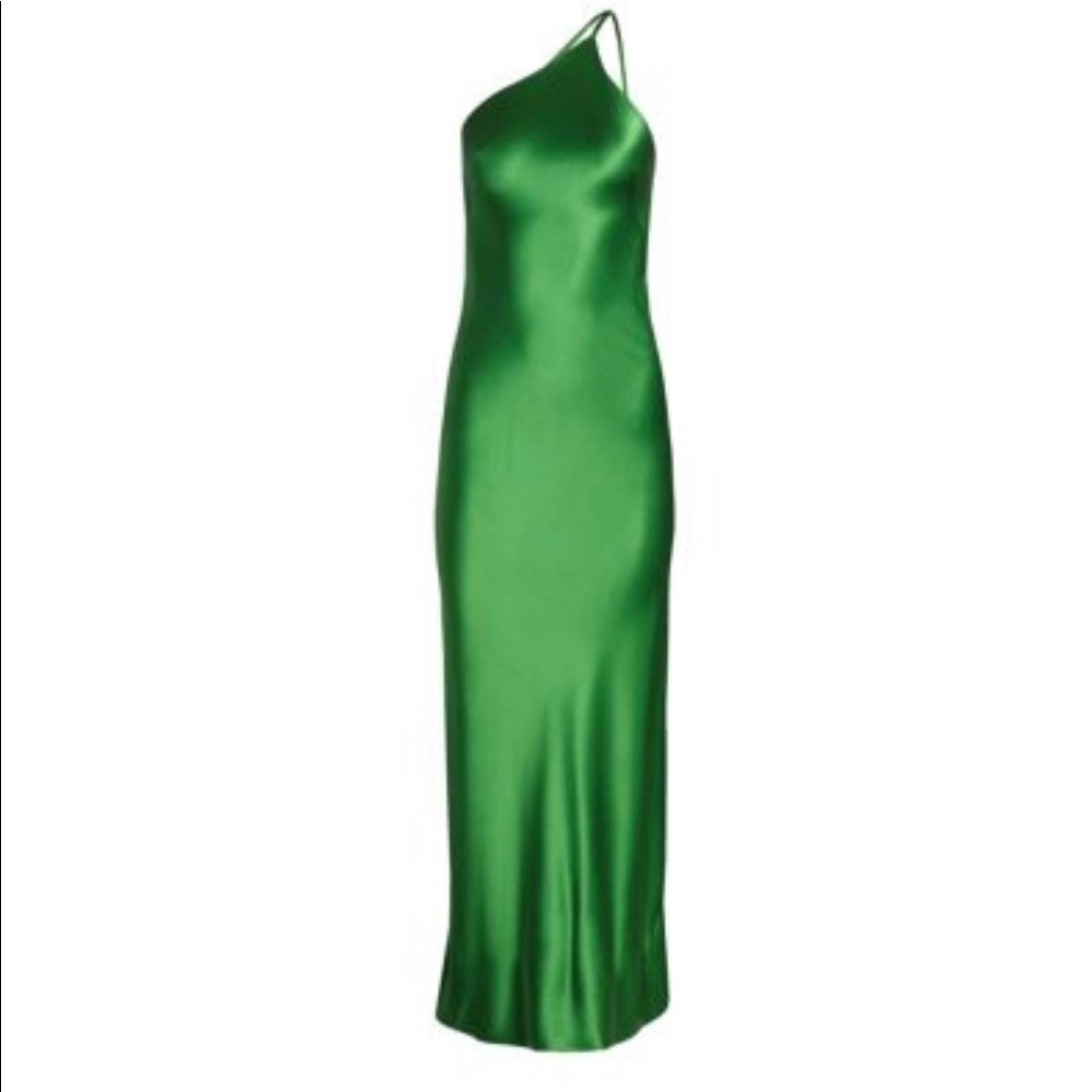 Galvan Roxy One-Shoulder Satin Dress